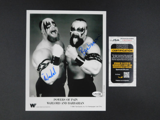 Warlord/Barbarian / Autographed 8x10 Photo JSA COA WWE WWF