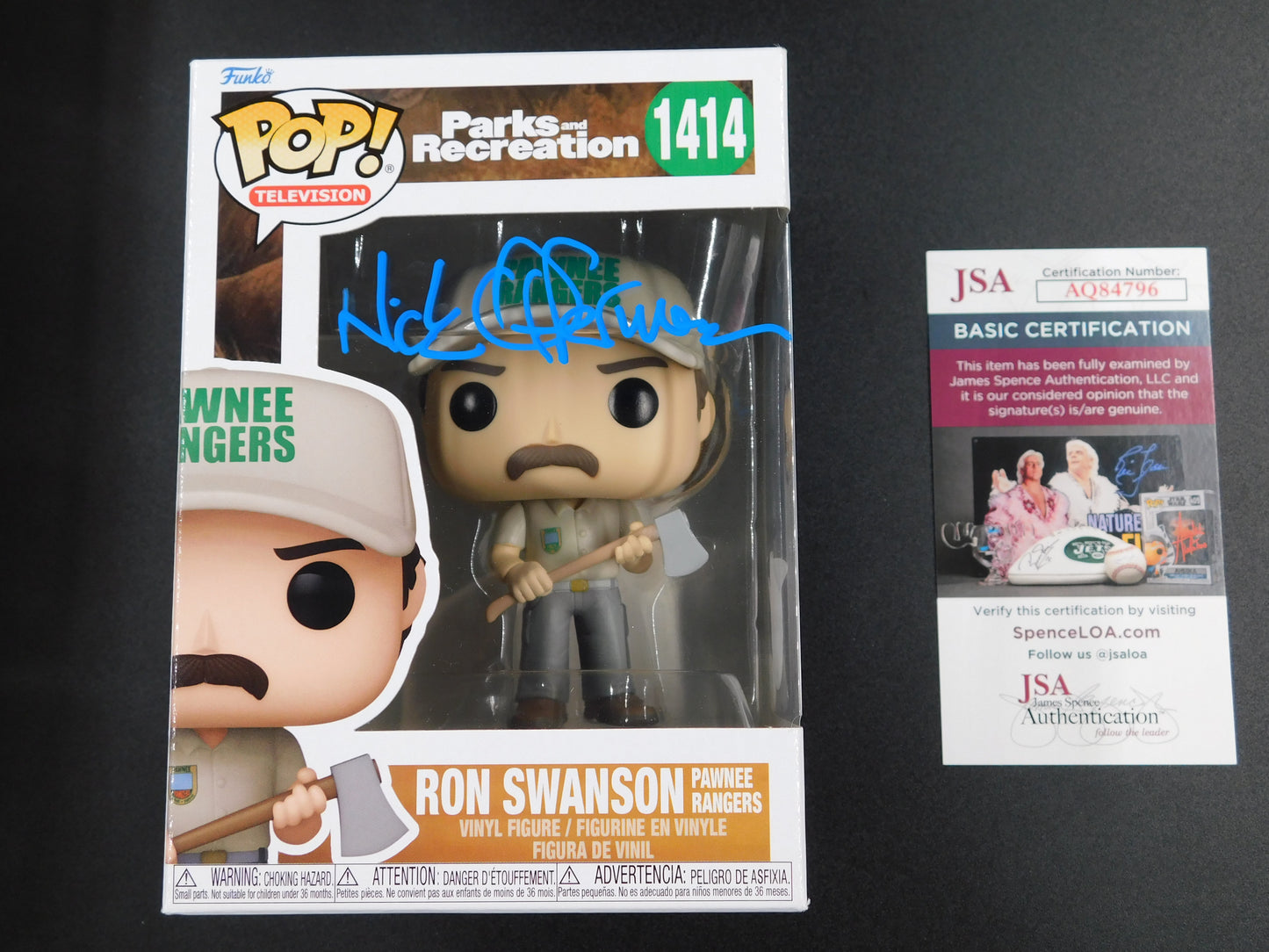 Nick Offerman Signed Autographed Funko Pop 1414 Ron Swanson Parks & Recreation JSA COA