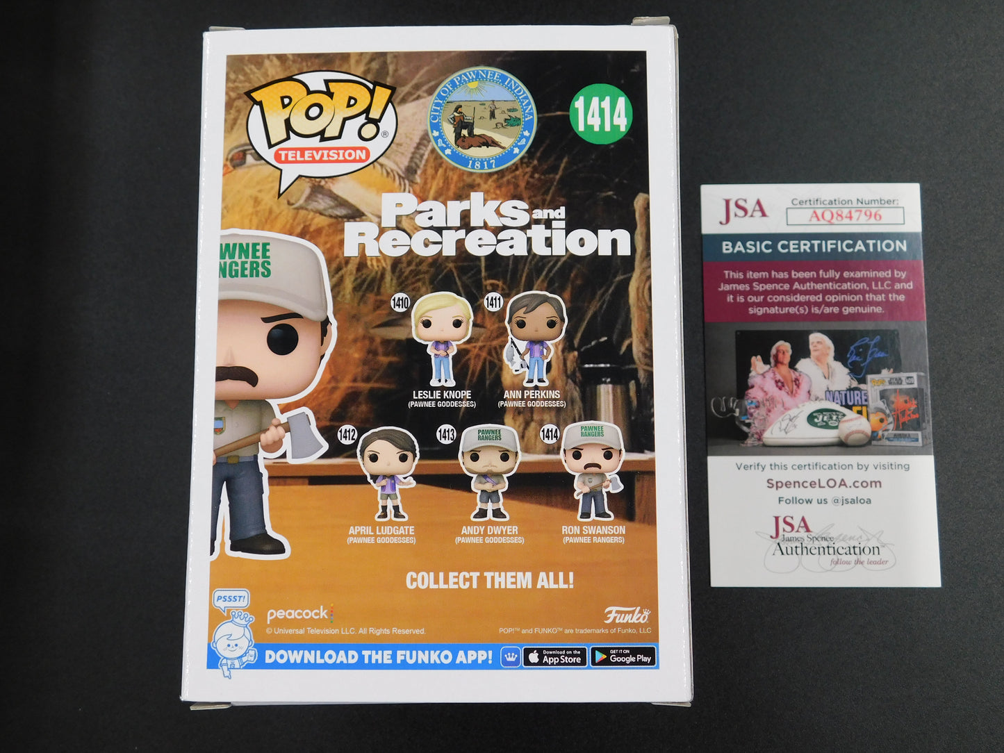 Nick Offerman Signed Autographed Funko Pop 1414 Ron Swanson Parks & Recreation JSA COA