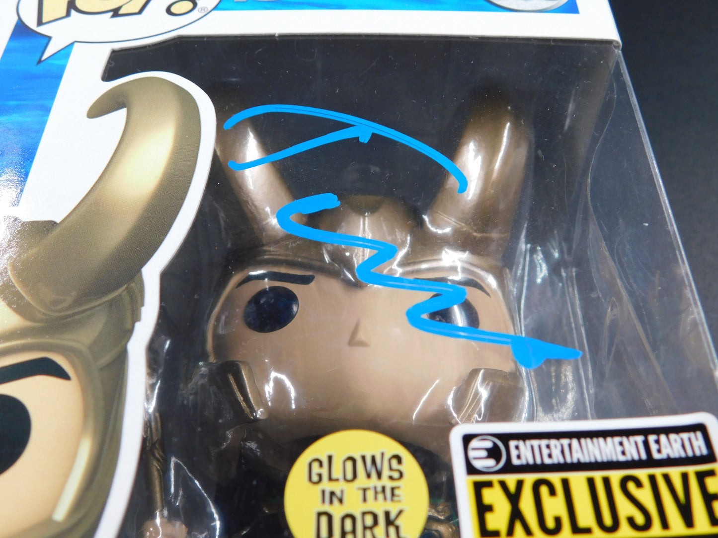 Tim Hiddleson Signed Autographed Funko Pop 985 GITD Loki The Avengers Marvel JSA COA