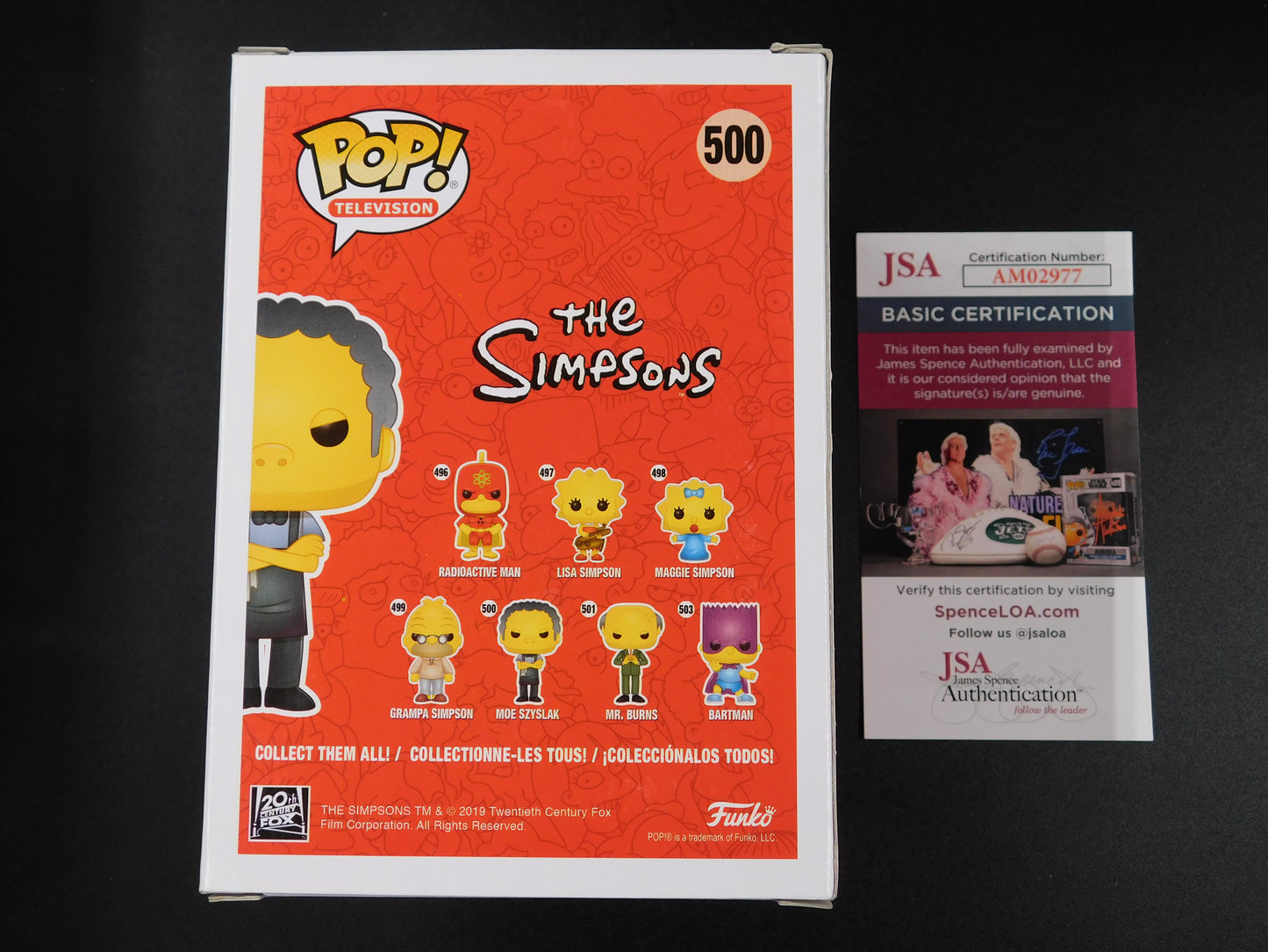 Hank Azaria Signed Autographed Funko Pop 500 Moe Szyslak The Simpsons JSA COA