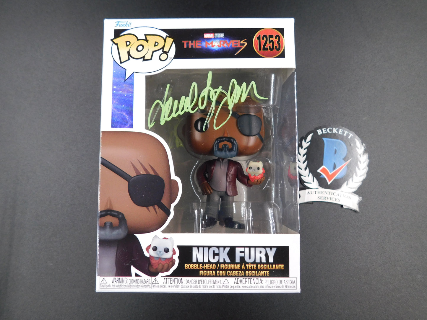 Samuel L. Jackson Signed Autographed Funko Pop 1253 Nick Fury The Marvels BAS COA