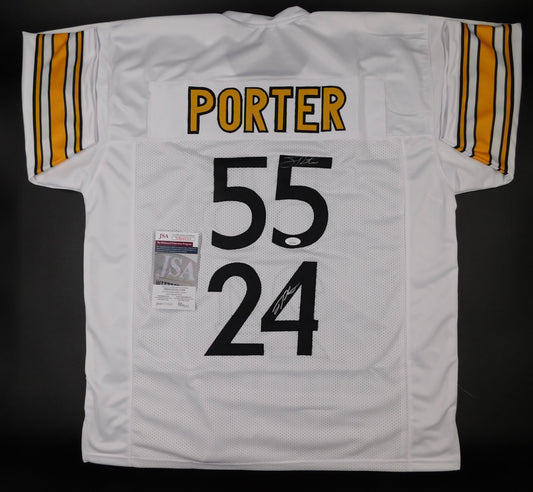 Joey Porter Jr & Sr Dual Signed Autographed Pittsburgh Steelers White Jersey JSA COA