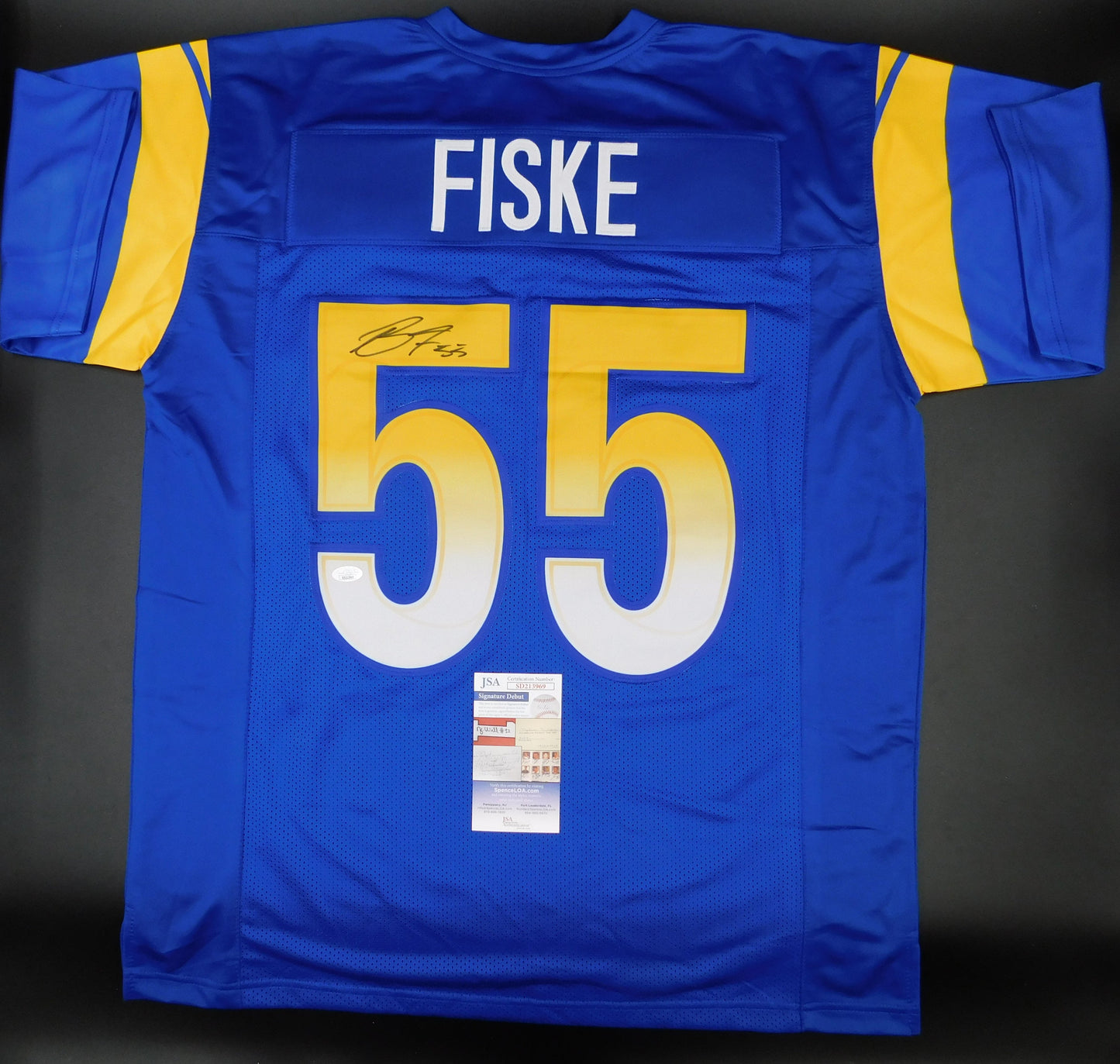 Braden Fiske Signed Autographed LA Los Angeles Rams Blue Jersey FSU JSA COA