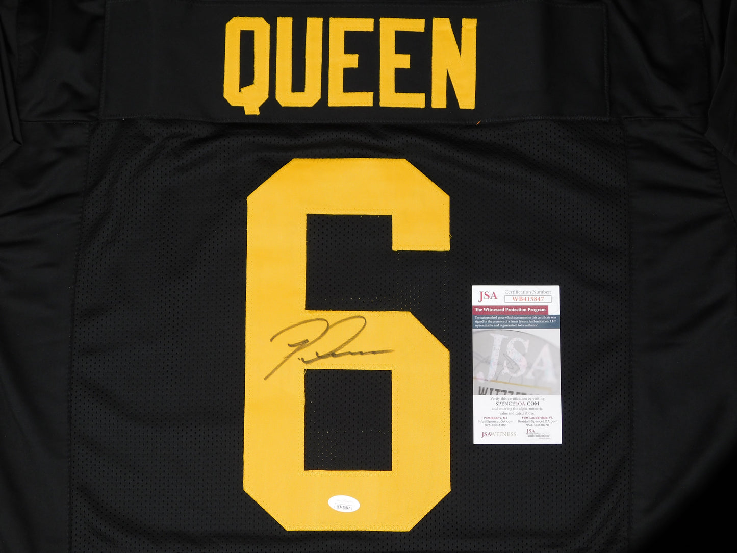 Patrick Pat Queen Signed Autograph Pittsburgh Steelers Color Rush Jersey JSA COA