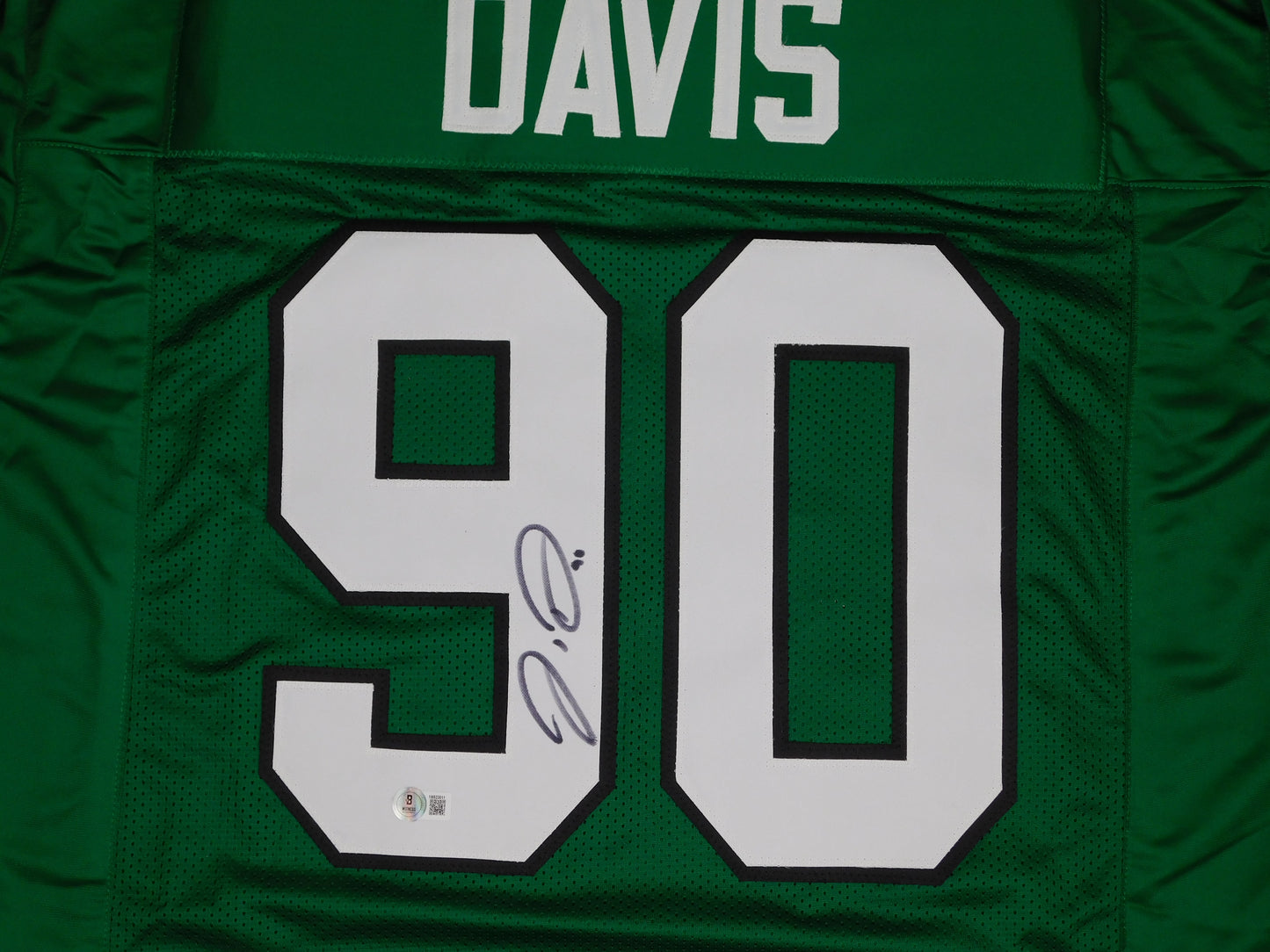 Jordan Davis Signed Autographed Philadelphia Eagles Kelly Green Jersey UGA BAS COA