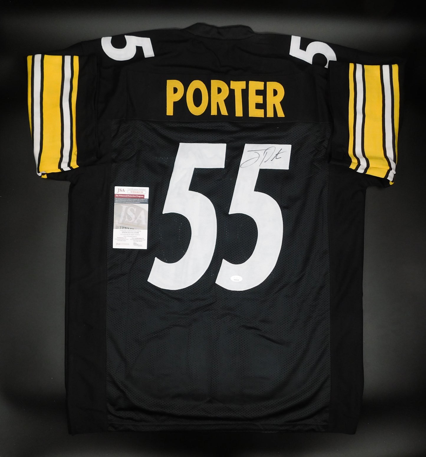 Joey Porter Sr Signed Autographed Pittsburgh Steelers Black Jersey Champ JSA COA