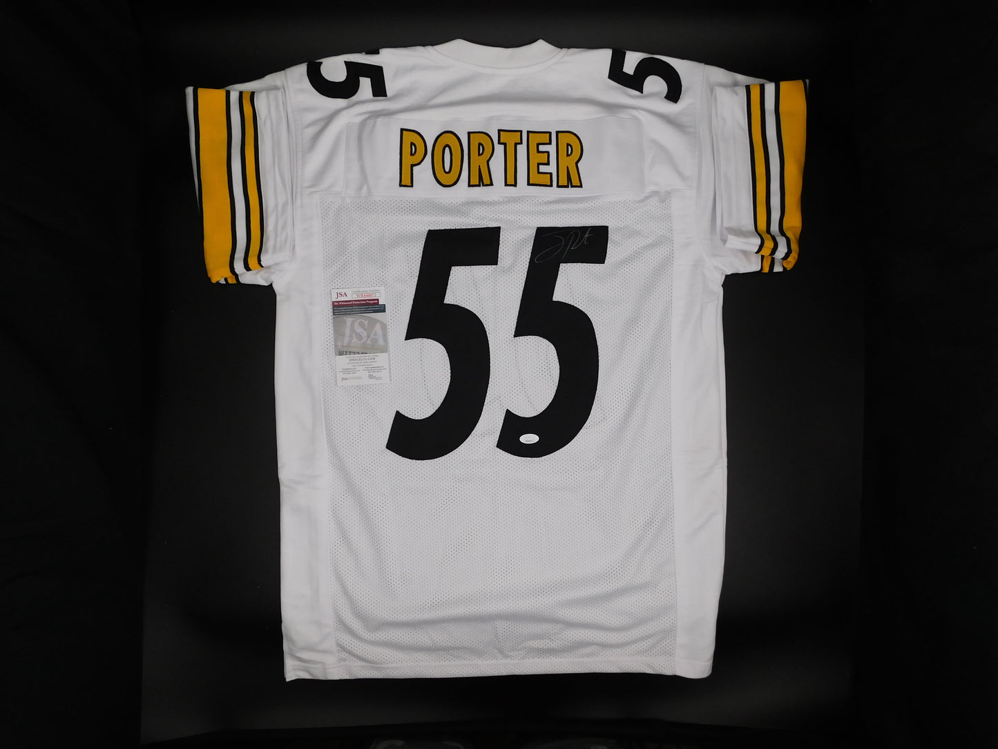 Joey Porter Sr Signed Autographed Pittsburgh Steelers White Jersey Champ JSA COA