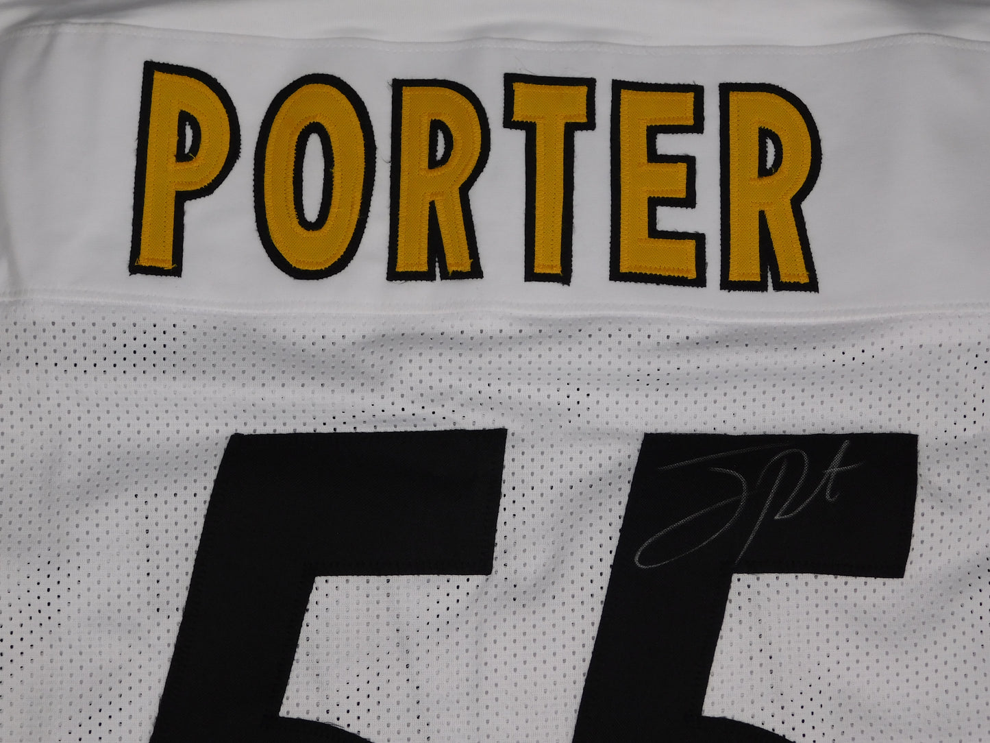 Joey Porter Sr Signed Autographed Pittsburgh Steelers White Jersey Champ JSA COA