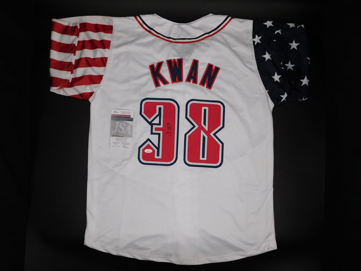 Steven Kwan Signed Autographed Cleveland Guardians American Flag Baseball Jersey JSA COA