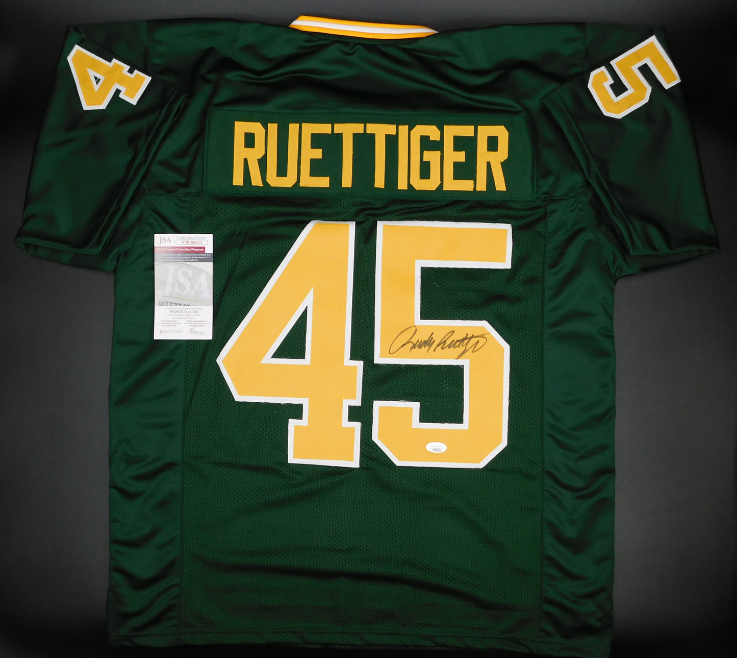 Rudy Ruettiger Signed Autographed Notre Dame Fighting Irish Green Jersey JSA COA