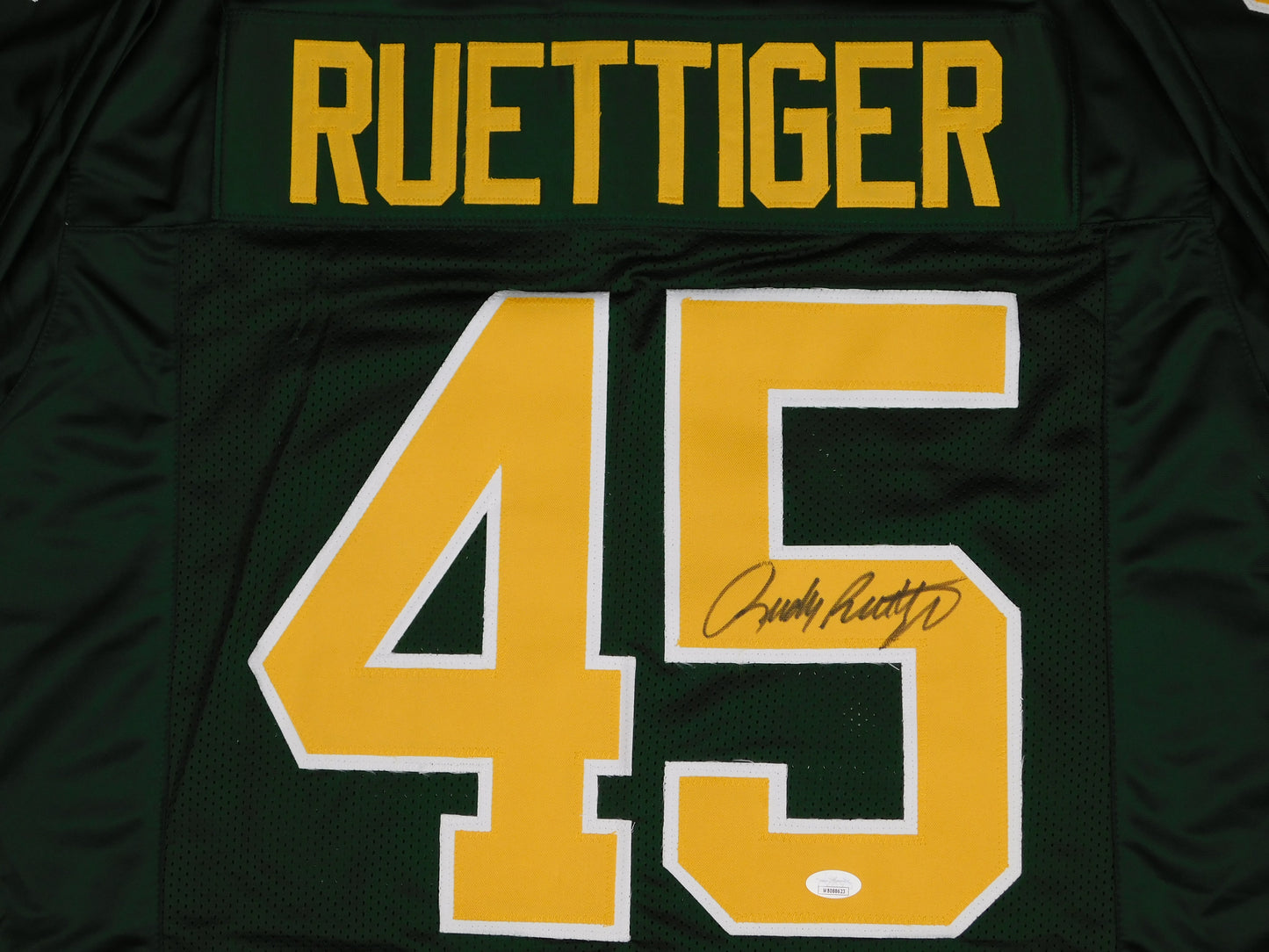 Rudy Ruettiger Signed Autographed Notre Dame Fighting Irish Green Jersey JSA COA