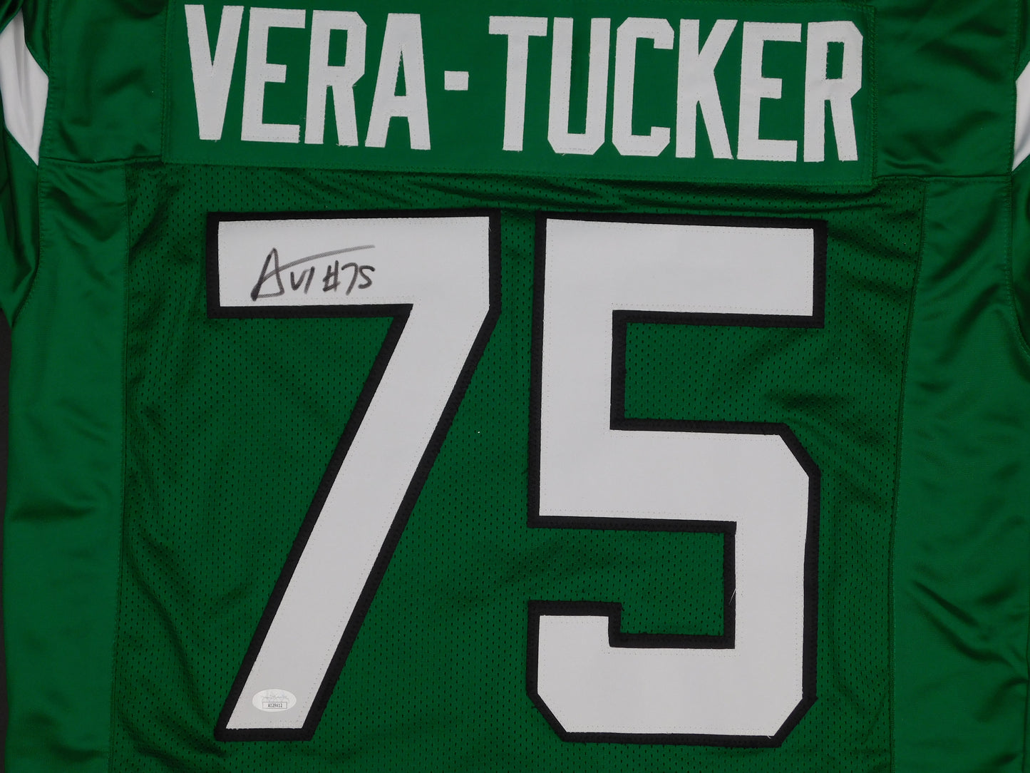 Alijah Vera-Tucker Signed Autographed New York Jets Green Jersey USC JSA COA