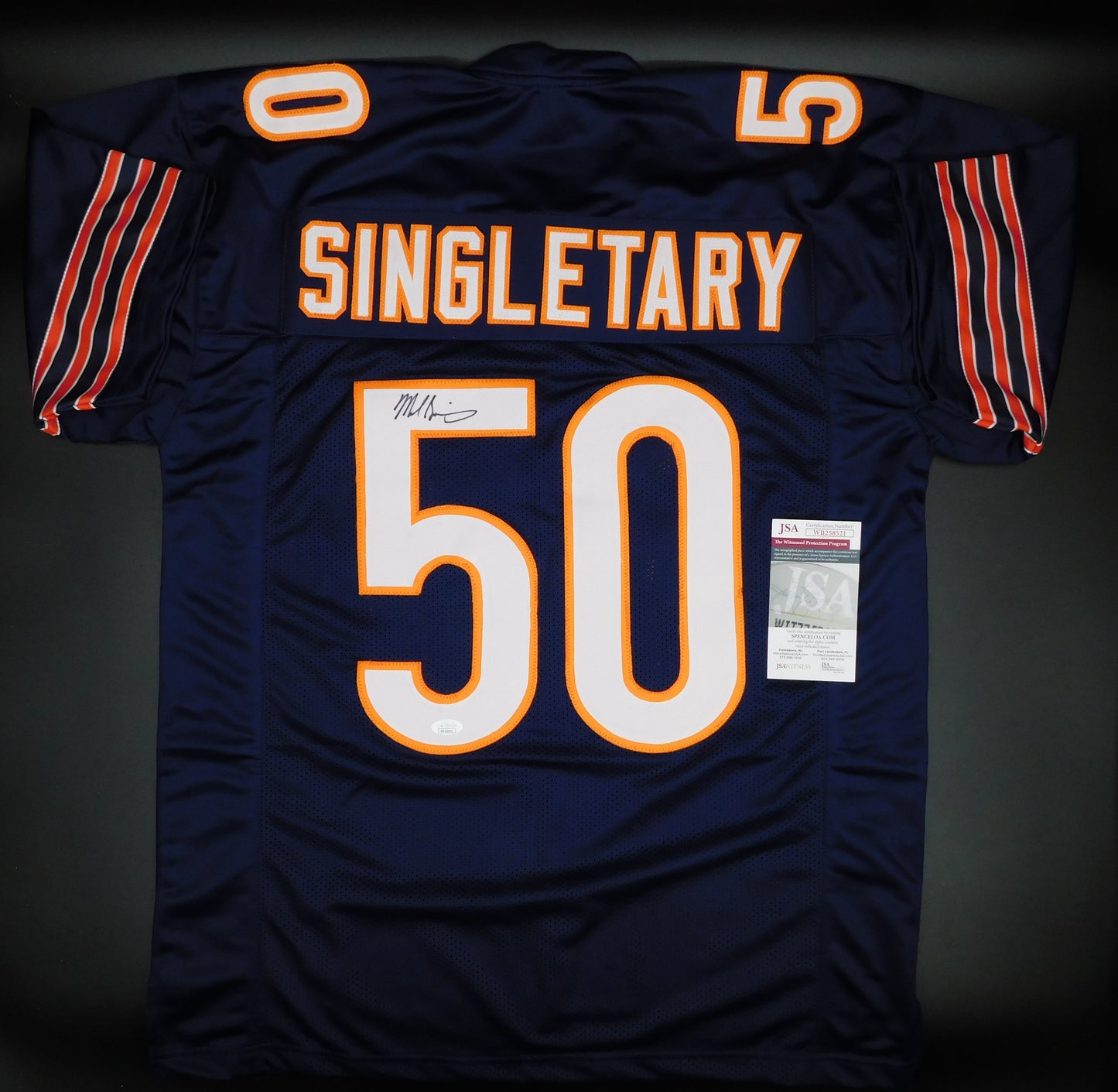 Mike Singletary Signed Autographed Chicago Bears Blue Jersey Champion HOF JSA COA