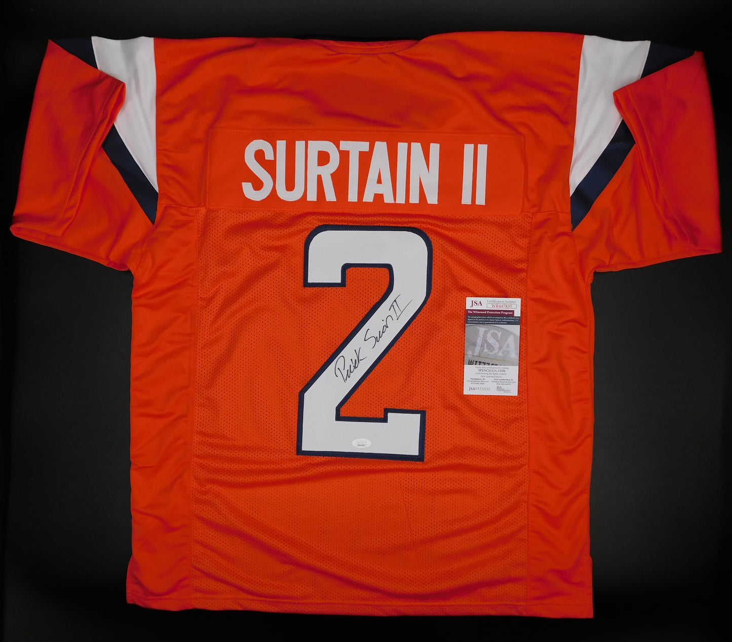 Patrick Pat Surtain II Signed Autographed Denver Broncos 2024 Orange Jersey JSA COA