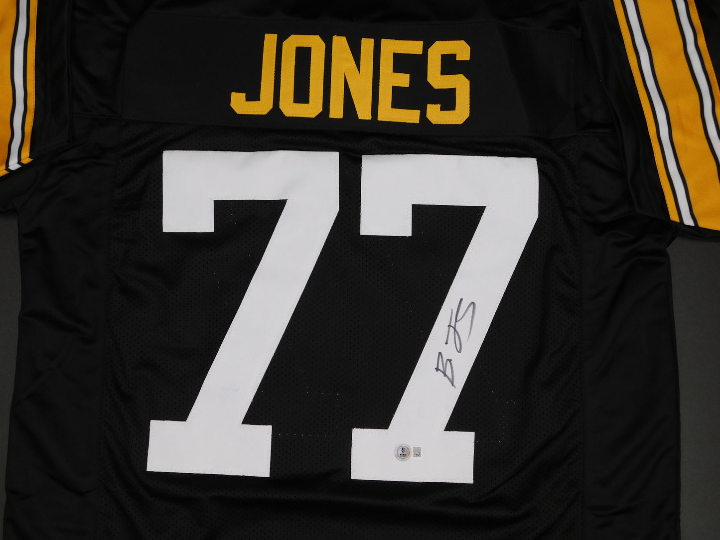 Broderick Jones Signed Autographed Pittsburgh Steelers Black Jersey UGA BAS COA