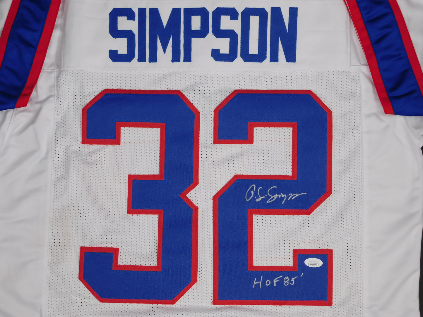 OJ Simpson Signed Autographed Buffalo Bills White Jersey HOF Inscription JSA COA