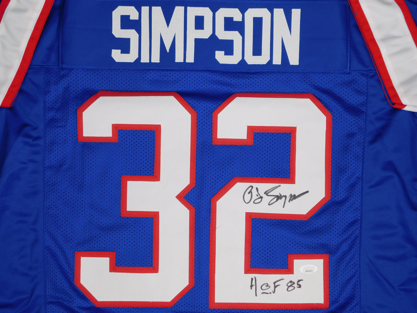 OJ Simpson Signed Autographed Buffalo Bills Blue Jersey HOF Inscription JSA COA