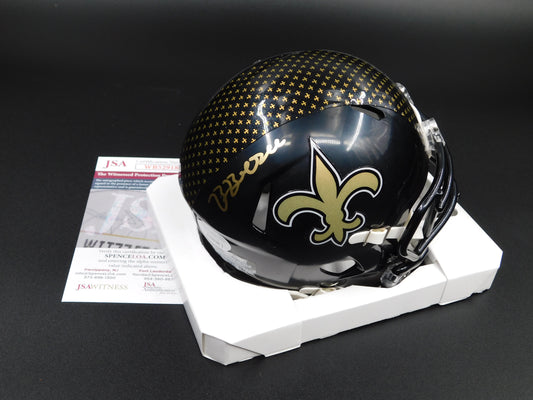 Bryan Bresee Signed Autographed New Orleans Saints Black Alt Speed Mini Helmet JSA COA