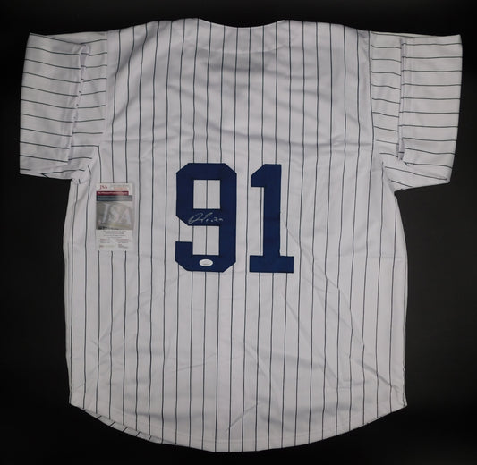 Oswald Peraza Signed Autographed NYY New York Yankees Pinstripe Baseball Jersey JSA COA