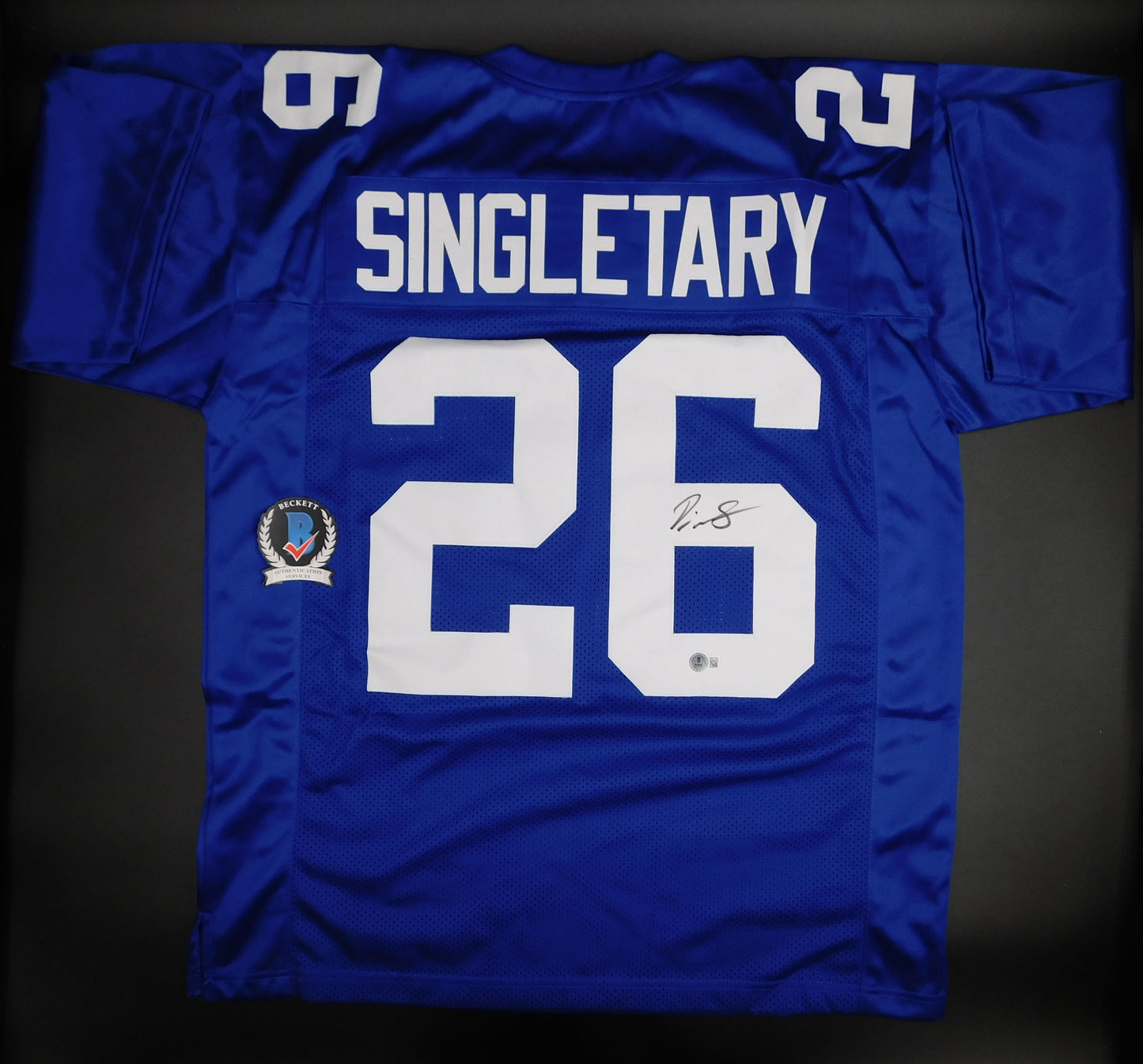 Devin Singletary Signed Autographed New York Giants Blue Jersey BAS COA