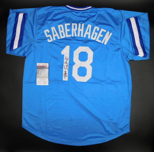 Bret Saberhagen Signed Autograph Kansas City Royals Blue Baseball Jersey JSA COA