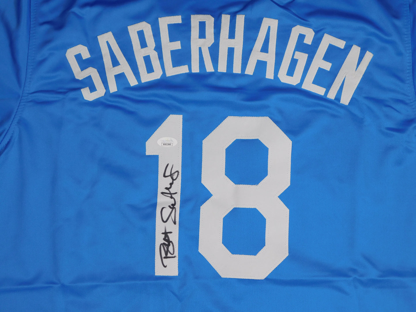 Bret Saberhagen Signed Autograph Kansas City Royals Blue Baseball Jersey JSA COA