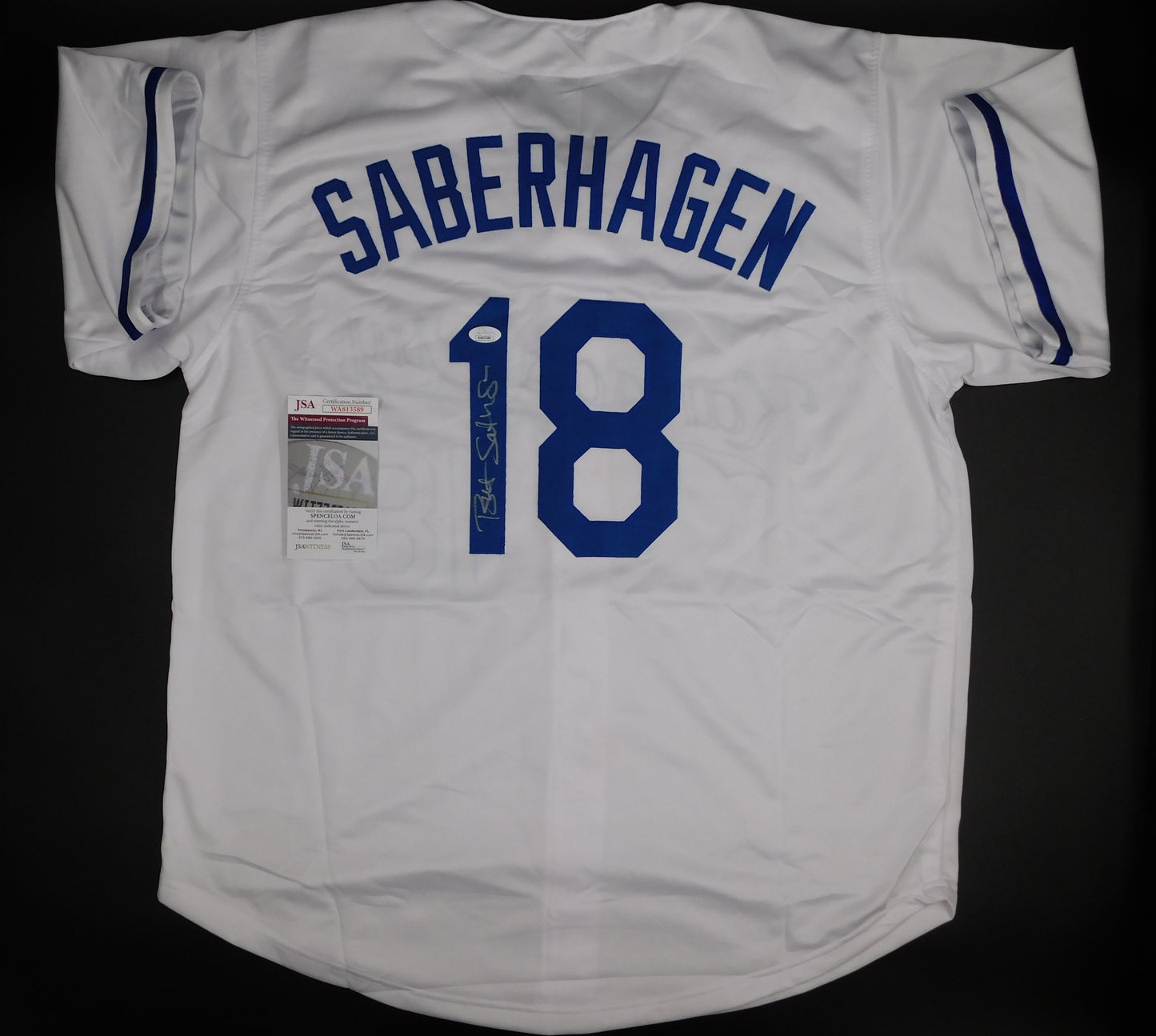 Bret Saberhagen Signed Autograph Kansas City Royals White Baseball Jersey JSA COA