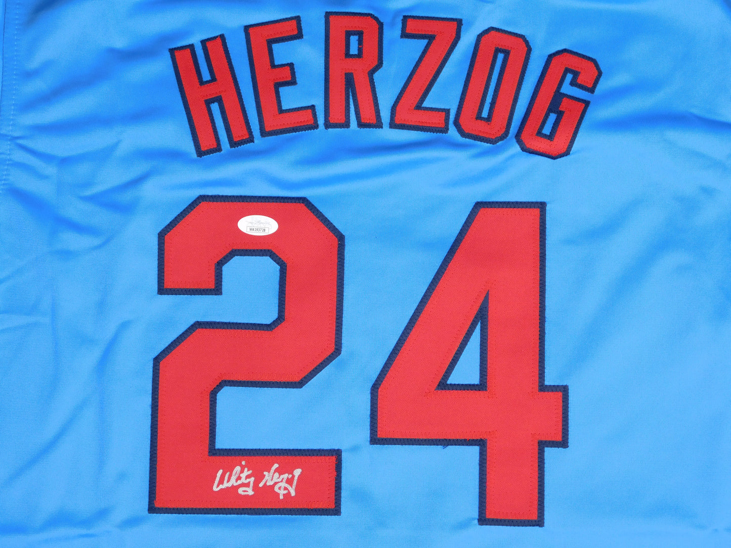 Whitey Herzog Signed Autographed St Louis Cardinals Blue Baseball Jersey HOF JSA COA