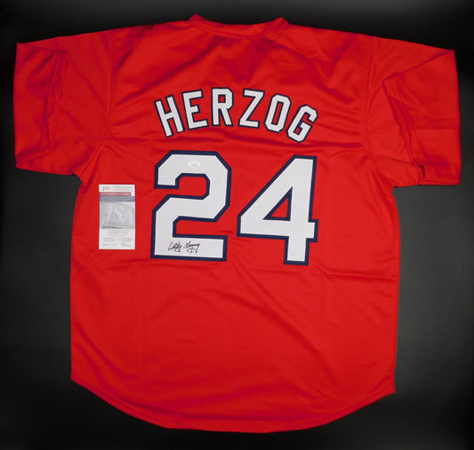 Whitey Herzog Signed Autographed St Louis Cardinals Red Baseball Jersey HOF JSA COA