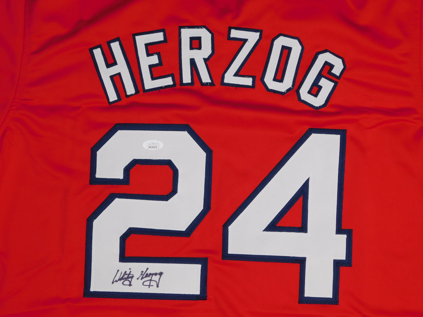 Whitey Herzog Signed Autographed St Louis Cardinals Red Baseball Jersey HOF JSA COA