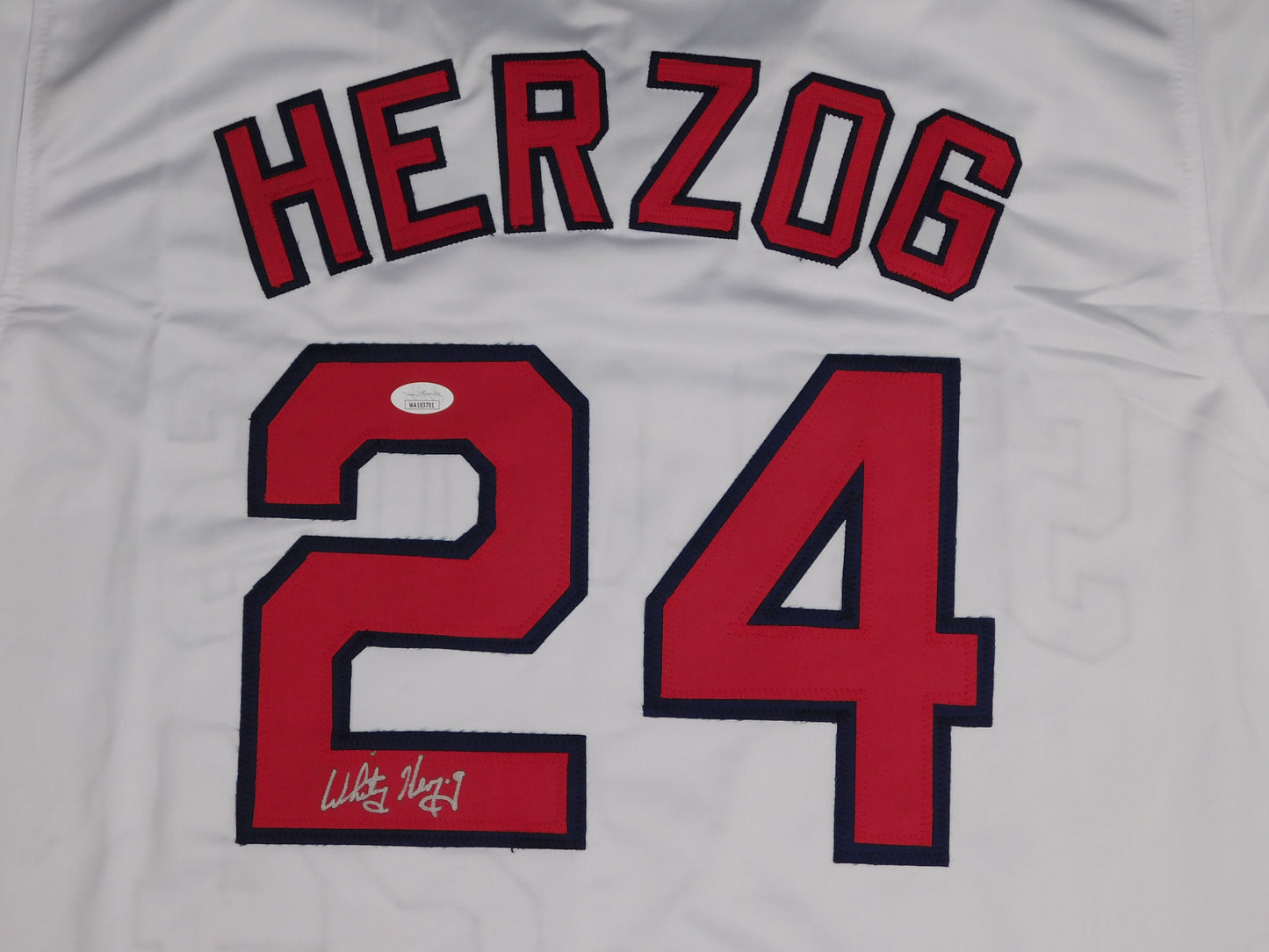 Whitey Herzog Signed Autographed St Louis Cardinals White Baseball Jersey HOF JSA COA