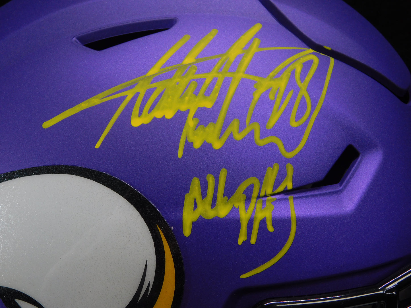 Adrian Peterson Signed Inscribed All Day Minnesota Vikings Midi Speed Flex Helmet BAS COA