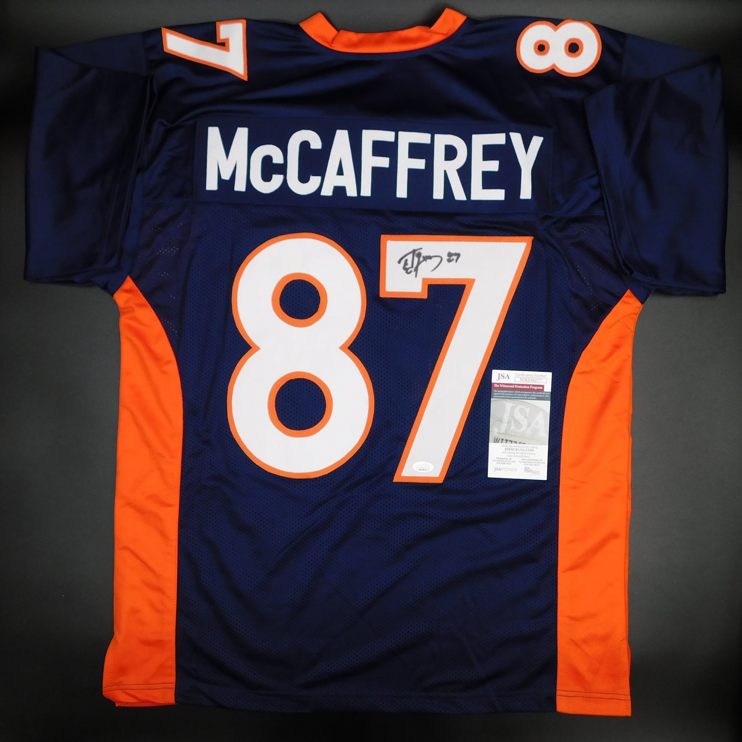 Ed McCaffrey Signed Autographed Denver Broncos Blue Jersey SB Champion JSA COA