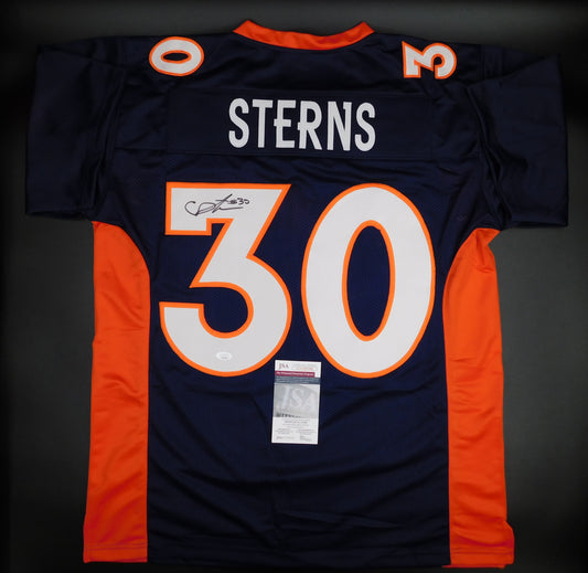 Caden Sterns Signed Autographed Denver Broncos Blue Football Jersey JSA COA