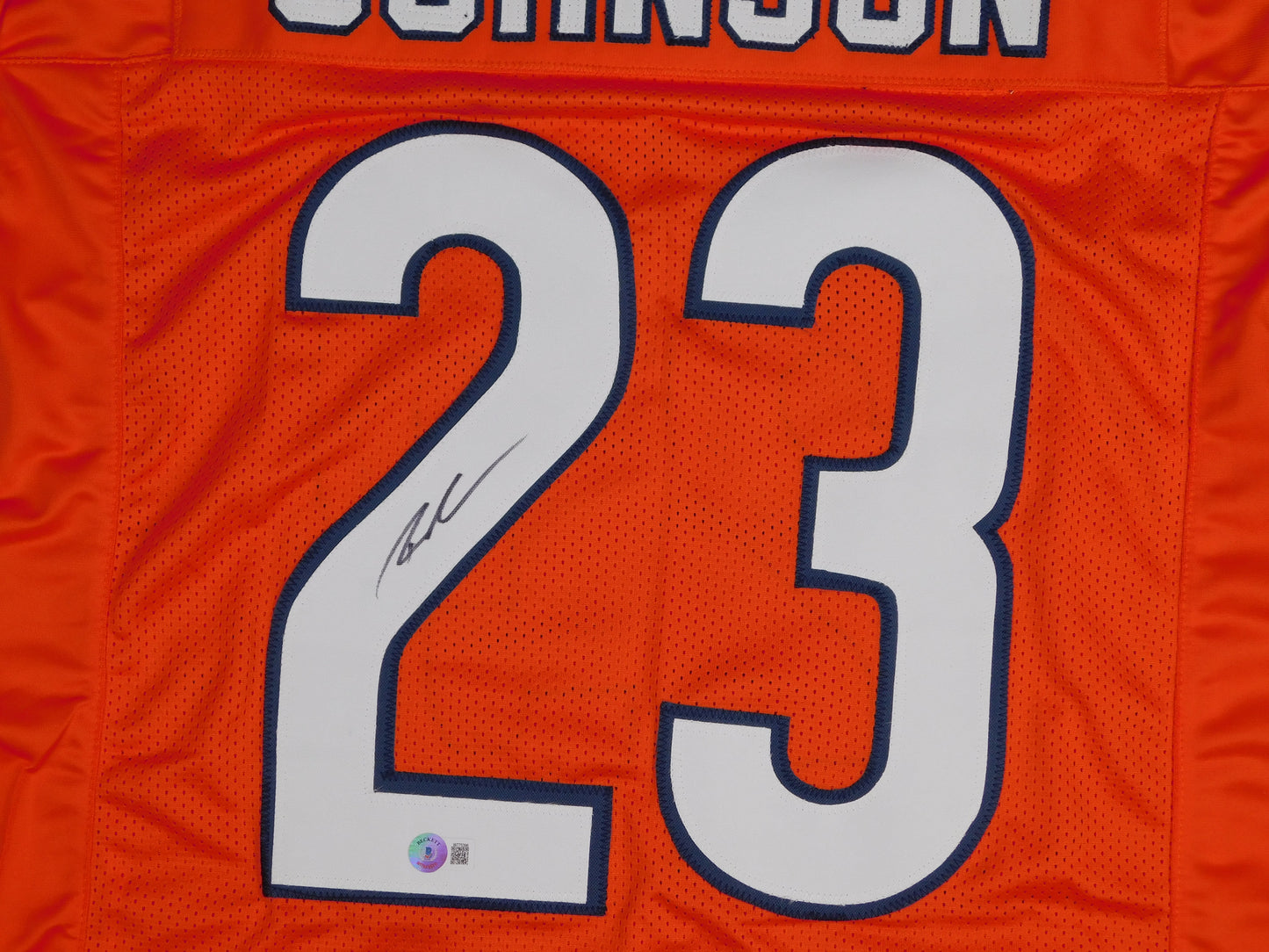 Roschon Johnson Signed Autographed Chicago Bears Orange Football Jersey BAS COA