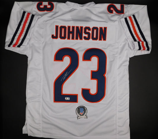 Roschon Johnson Signed Autographed Chicago Bears White Football Jersey BAS COA