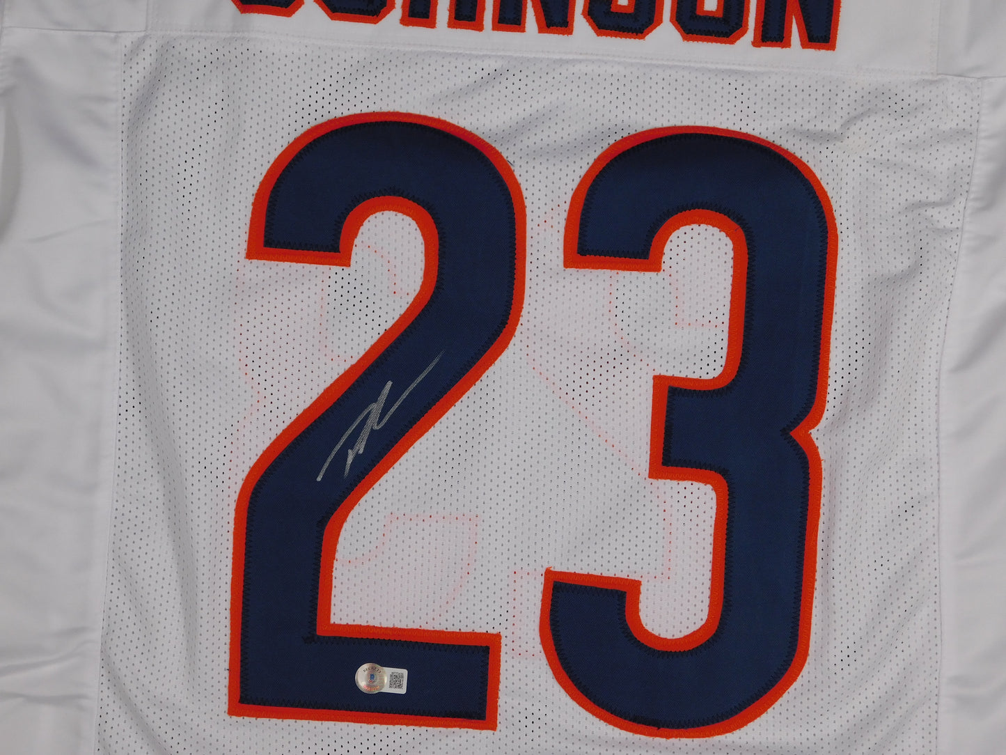 Roschon Johnson Signed Autographed Chicago Bears White Football Jersey BAS COA