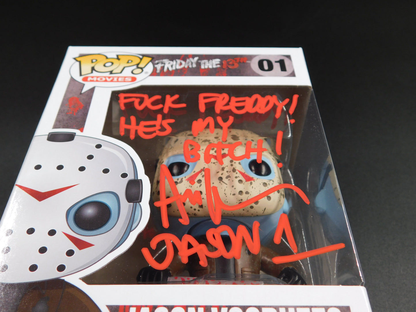 Ari Lehman Signed Funko Pop 01 Friday The 13th Jason Voorhees Fuck Freddy He's My Bitch JSA COA