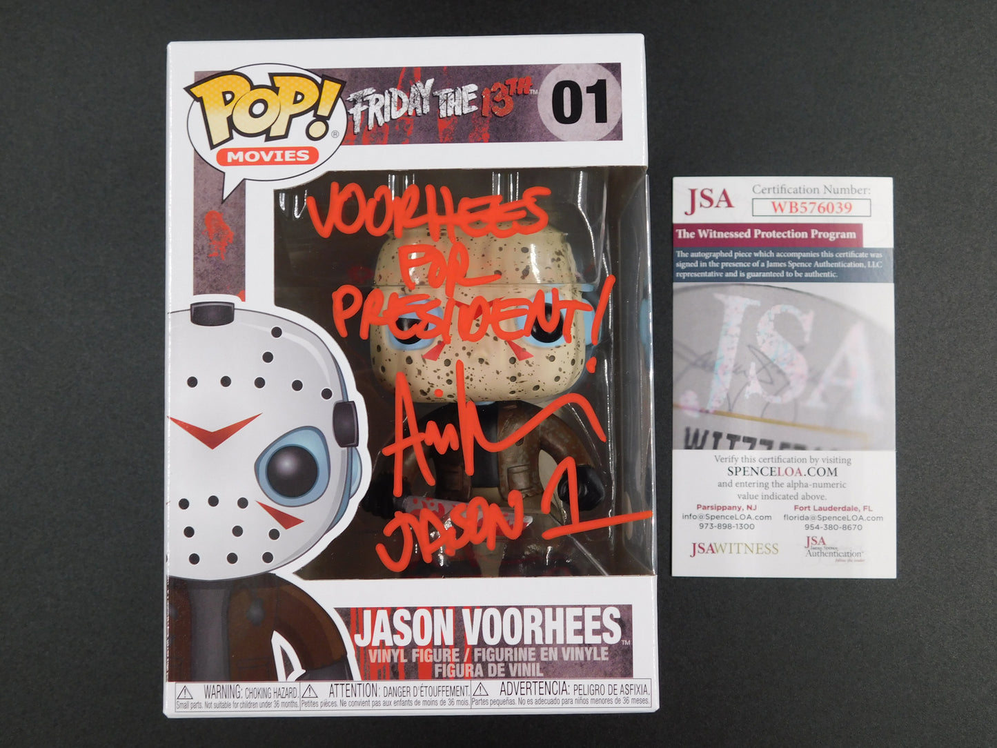 Ari Lehman Signed Funko Pop 01 Friday The 13th Jason Voorhees Voorhees For President JSA COA