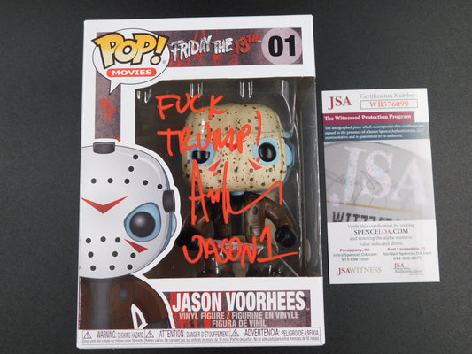 Ari Lehman Signed Funko Pop 01 Friday The 13th Jason Voorhees F**k Trump JSA COA