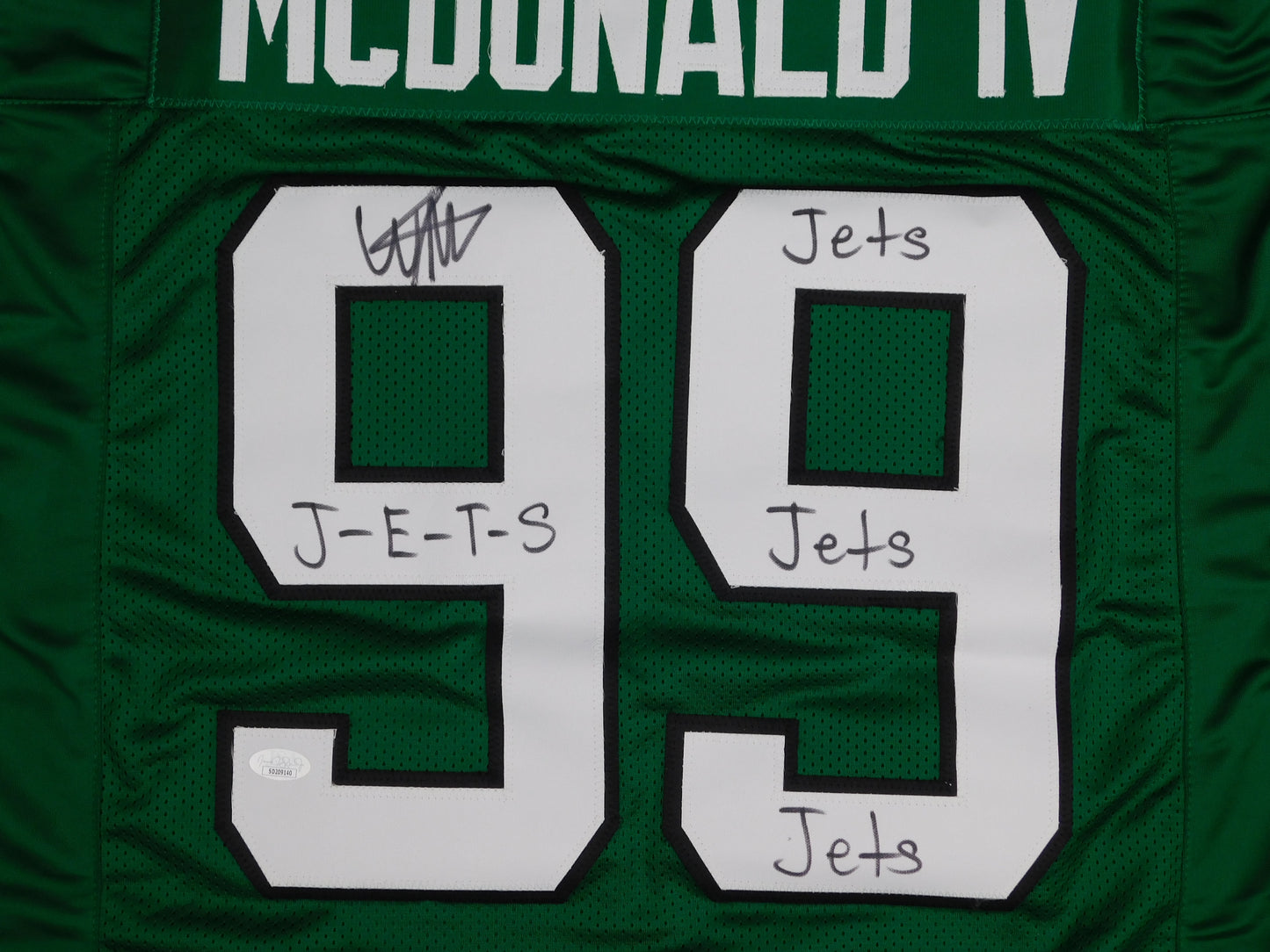 Will McDonald IV Signed Autographed New York Jets Green Football Jersey J-E-T-S JSA COA