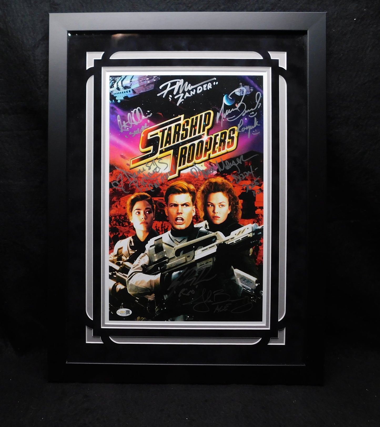 Starship Troopers Cast Signed x8 w Richards VanDien Meyer Ironside Busey JSA COA