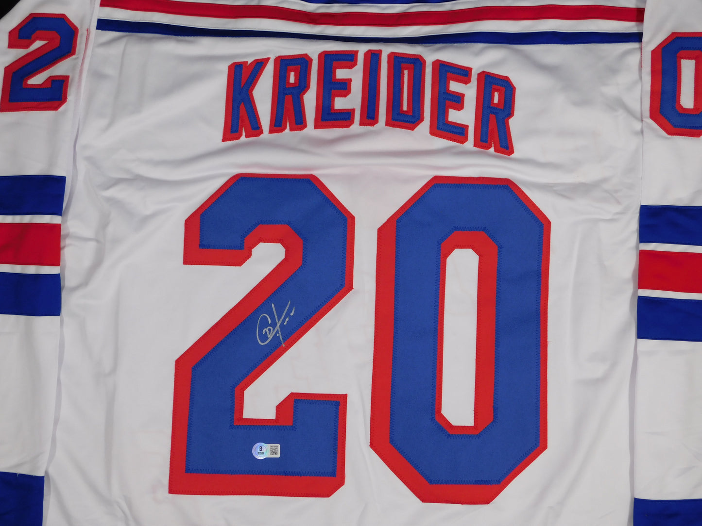 Chris Kreider Signed Autographed New York Rangers White Hockey Jersey BAS COA