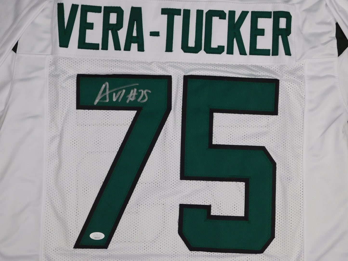 Alijah Vera-Tucker Signed Autographed New York Jets White Jersey USC JSA COA