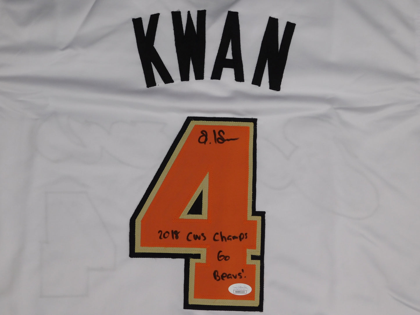 Steven Kwan Signed Autographed Oregon State White Baseball Jersey CWS Guardians JSA COA