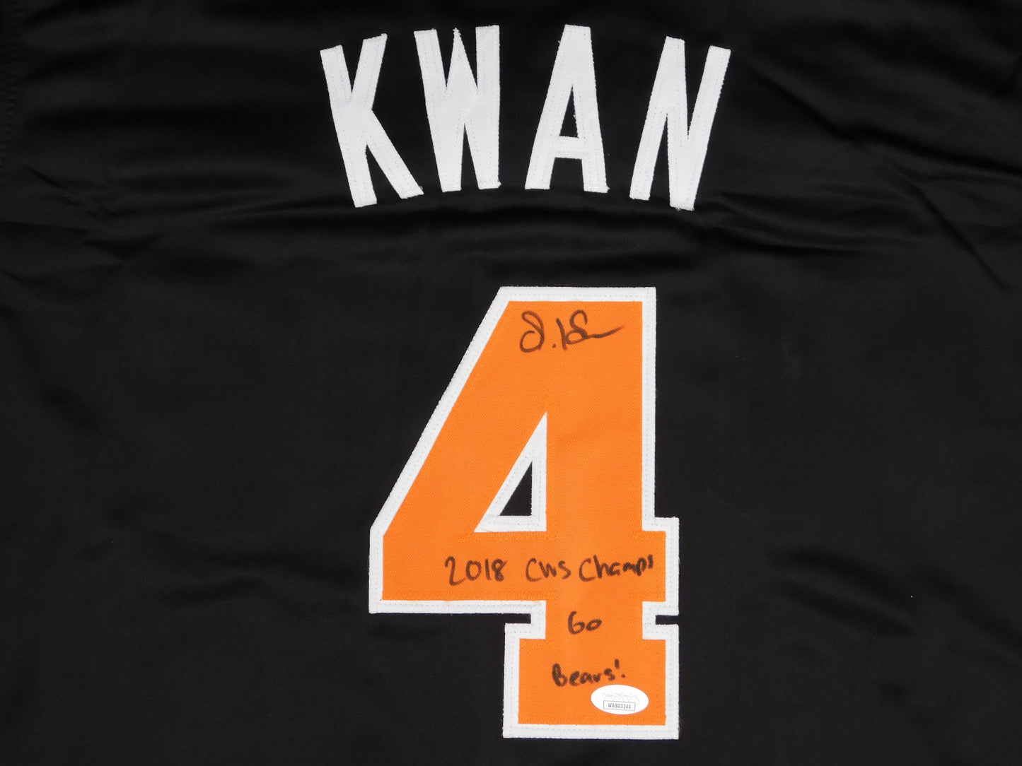 Steven Kwan Signed Autographed Oregon State Baseball Jersey Black CWS Guardians JSA COA