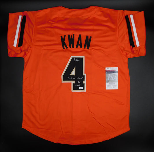 Steven Kwan Signed Autographed Oregon State Baseball Jersey Orange CWS Guardians JSA COA