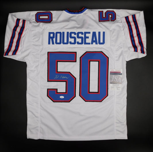 Gregory Greg Rousseau Signed Autographed Buffalo Bills White Jersey Miami JSA COA