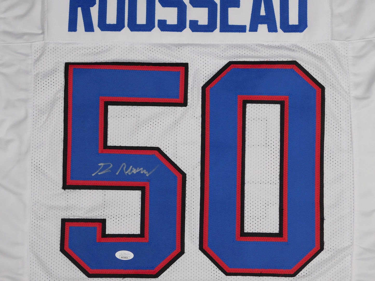 Gregory Greg Rousseau Signed Autographed Buffalo Bills White Jersey Miami JSA COA